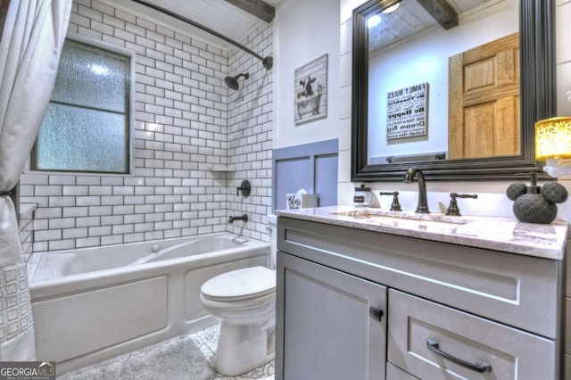 241 Dunn Mill Creek Rd, Blue Ridge, GA 30513 - full bath with vanity, washtub / shower combination, and tile patterned flooring