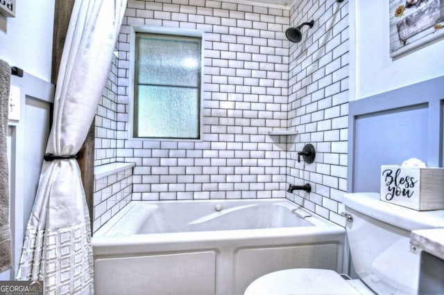 241 Dunn Mill Creek Rd, Blue Ridge, GA 30513 - bathroom featuring toilet and shower / tub combination