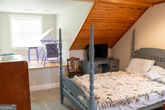4076 Airline Rd, Mcdonough, GA 30252 - bedroom featuring carpet flooring, lofted ceiling, baseboards, and wooden ceiling