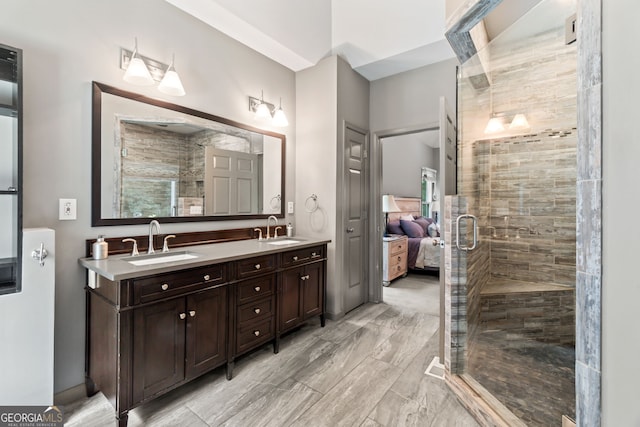 635 Piping Rock Pt, Lawrenceville, GA 30043 - ensuite bathroom featuring double vanity and a stall shower