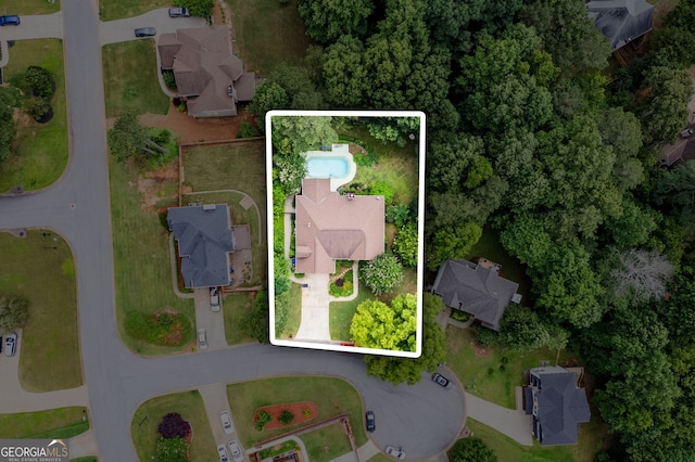 635 Piping Rock Pt, Lawrenceville, GA 30043 - aerial perspective of suburban area featuring property parcel outlined