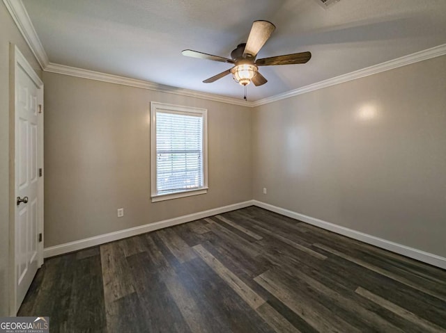34 Alan Ln Unit 7, Tifton, GA 31793 - unfurnished room with dark wood finished floors, baseboards, ceiling fan, and ornamental molding