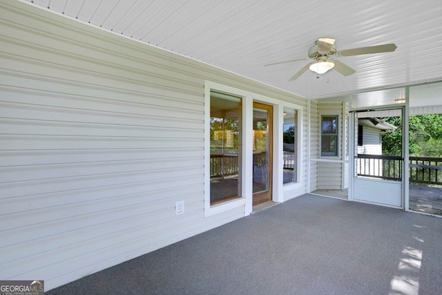156 Spoon Hill Dr, Hayesville, NC 28904 - unfurnished sunroom with a ceiling fan