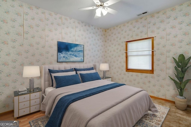 156 Spoon Hill Dr, Hayesville, NC 28904 - bedroom with baseboards, wood finished floors, and ceiling fan