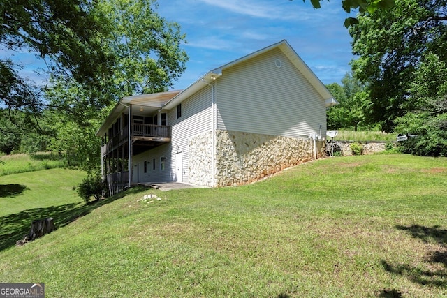 156 Spoon Hill Dr, Hayesville, NC 28904 - view of property exterior with a yard and stone siding