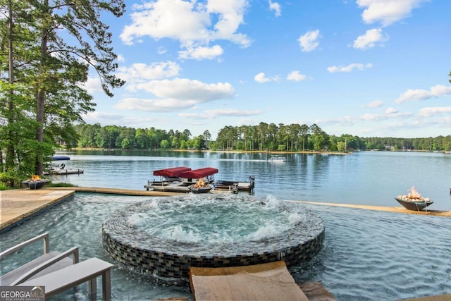 1461 N Shore Dr, Greensboro, GA 30642 - dock area with a water view and a forest view