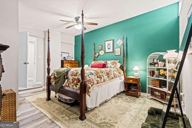251 Lang St, Griffin, GA 30223 - bedroom with wood finished floors and a ceiling fan