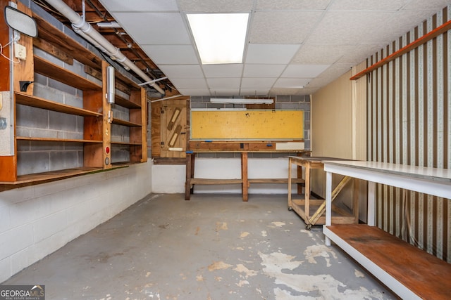 3549 Dogwood Dr, Powder Springs, GA 30127 - below grade area featuring a workshop area and a drop ceiling