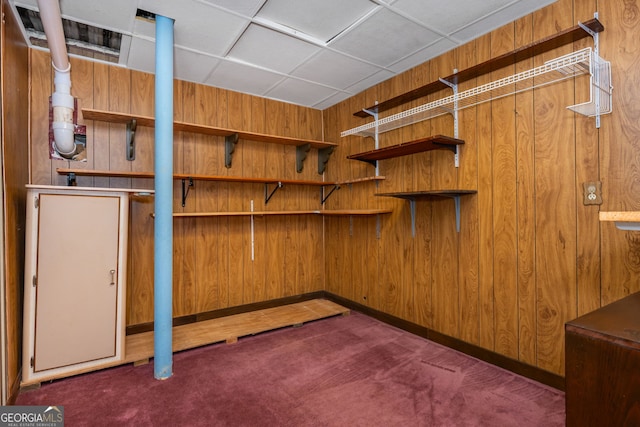 3549 Dogwood Dr, Powder Springs, GA 30127 - finished basement with carpet flooring and wood walls