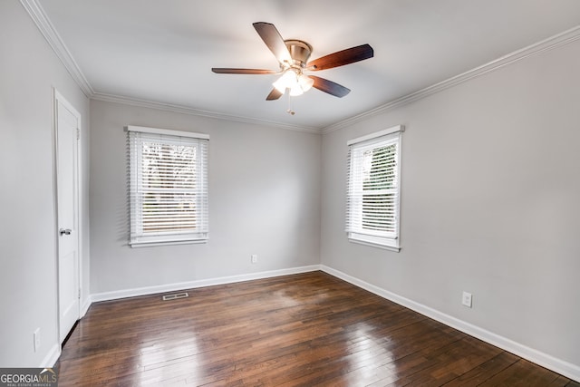 1318 Beecher St SW, Atlanta, GA 30310 - empty room with ceiling fan, hardwood / wood-style flooring, crown molding, and baseboards