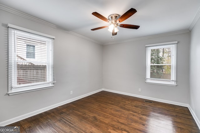 1318 Beecher St SW, Atlanta, GA 30310 - spare room with ceiling fan, baseboards, crown molding, and wood finished floors