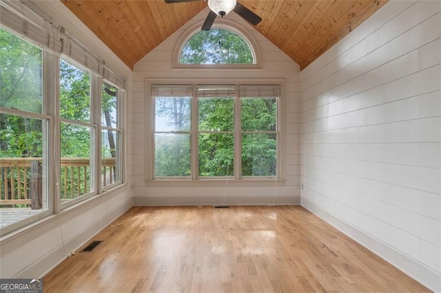 109 Sitting Bull Ct, Waleska, GA 30183 - unfurnished sunroom featuring vaulted ceiling, wood ceiling, hardwood / wood-style flooring, and wood walls