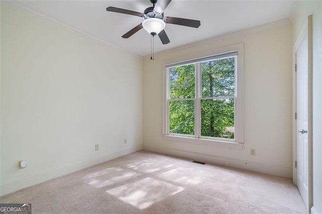 109 Sitting Bull Ct, Waleska, GA 30183 - unfurnished room with light colored carpet, crown molding, baseboards, and a ceiling fan