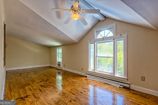218 Jefferson Pl, Toccoa, GA 30577 - spare room featuring a baseboard radiator, wood-type flooring, a ceiling fan, and baseboards