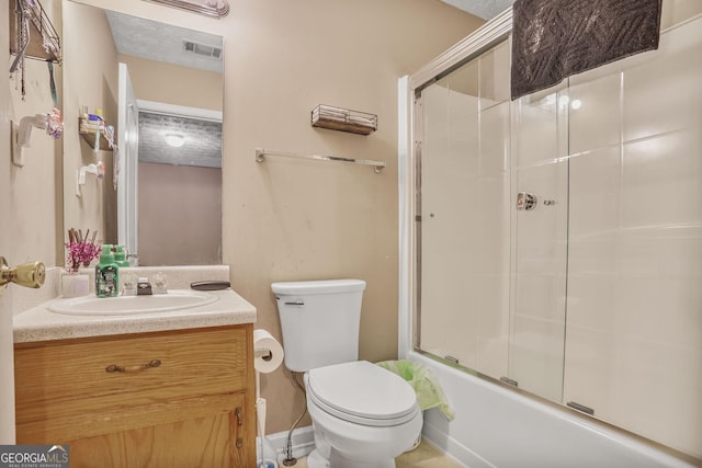 6076 Chupp Way Ln, Lithonia, GA 30038 - bathroom featuring toilet, vanity, and shower / bath combination with glass door