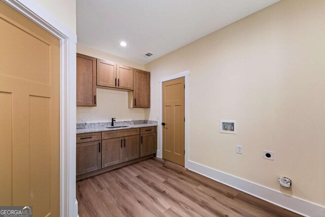 458 Palisade Dr Unit 2142, Ellijay, GA 30540 - laundry area with hookup for an electric dryer, hookup for a washing machine, light wood-type flooring, recessed lighting, and baseboards