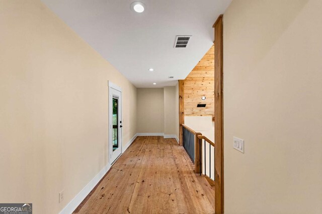 458 Palisade Dr Unit 2142, Ellijay, GA 30540 - corridor featuring recessed lighting, light wood-style floors, baseboards, an upstairs landing, and wooden walls
