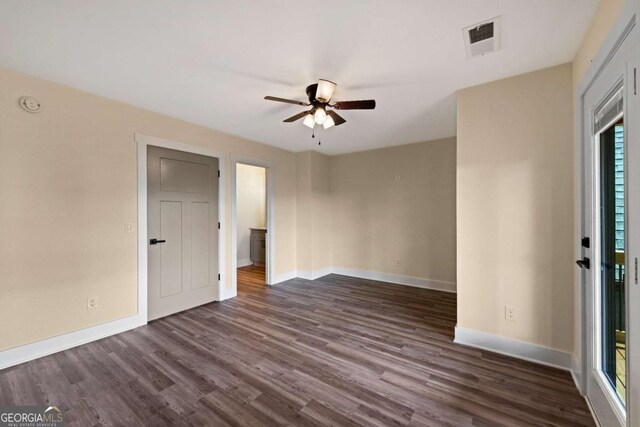 458 Palisade Dr Unit 2142, Ellijay, GA 30540 - unfurnished room with a ceiling fan, dark wood finished floors, baseboards, and a smoke detector