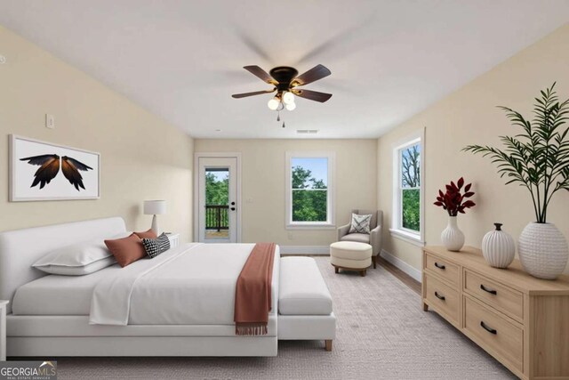 458 Palisade Dr Unit 2142, Ellijay, GA 30540 - bedroom with access to exterior, baseboards, and a ceiling fan