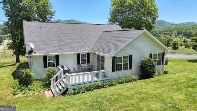 2008 Hidden Valley Rd, Hiawassee, GA 30546 - view of front of property featuring roof with shingles and a deck with mountain view