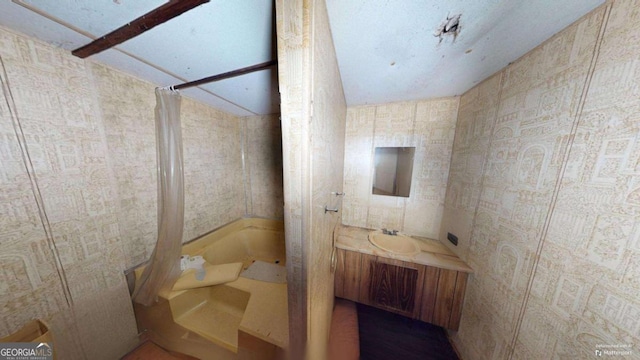 85 Lang Cir, Covington, GA 30014 - full bath with vanity and shower / bath combination with curtain