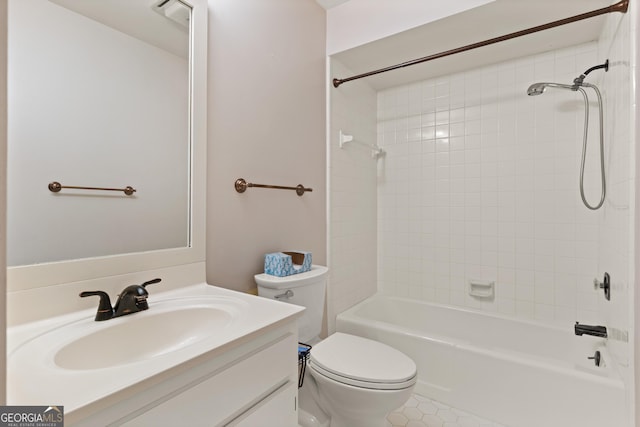 107 Linkside Dr, Saint Simons, GA 31522 - full bath featuring toilet, vanity,  shower combination, and tile patterned floors