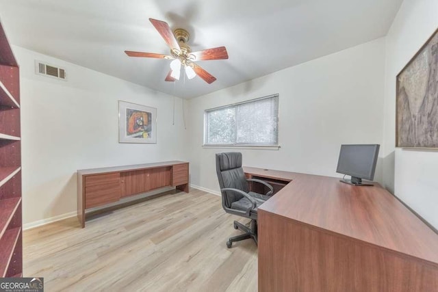 1111 Clairemont Ave Unit N3, Decatur, GA 30030 - office area featuring a ceiling fan, light wood-type flooring, and baseboards