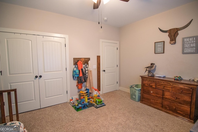 299 Savior Ln, Hamilton, GA 31811 - carpeted bedroom with a closet and ceiling fan