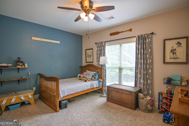 299 Savior Ln, Hamilton, GA 31811 - carpeted bedroom with a ceiling fan