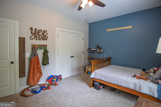 299 Savior Ln, Hamilton, GA 31811 - carpeted bedroom featuring a closet and ceiling fan