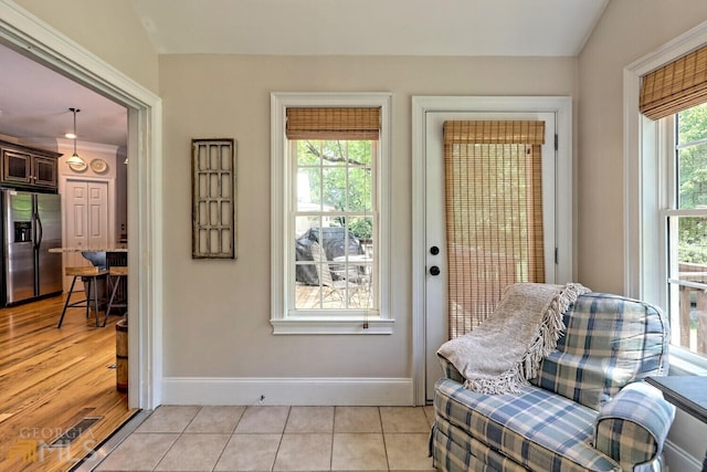 643 Washington St, Clarkesville, GA 30523 - living area featuring baseboards and light tile patterned flooring