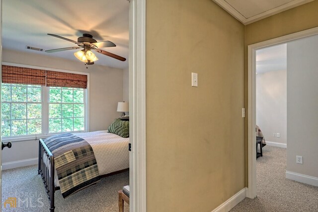 643 Washington St, Clarkesville, GA 30523 - bedroom with carpet floors, baseboards, and a ceiling fan