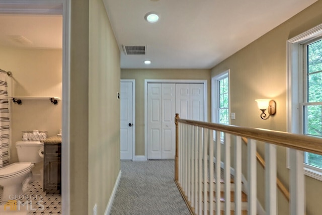 643 Washington St, Clarkesville, GA 30523 - corridor featuring carpet floors, baseboards, and recessed lighting
