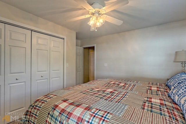 643 Washington St, Clarkesville, GA 30523 - bedroom featuring a closet and a ceiling fan