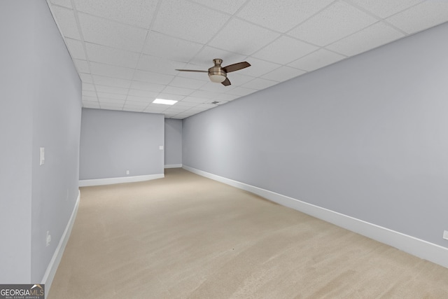 151 Dumar Ln, Hoschton, GA 30548 - carpeted spare room featuring a ceiling fan, a drop ceiling, and baseboards