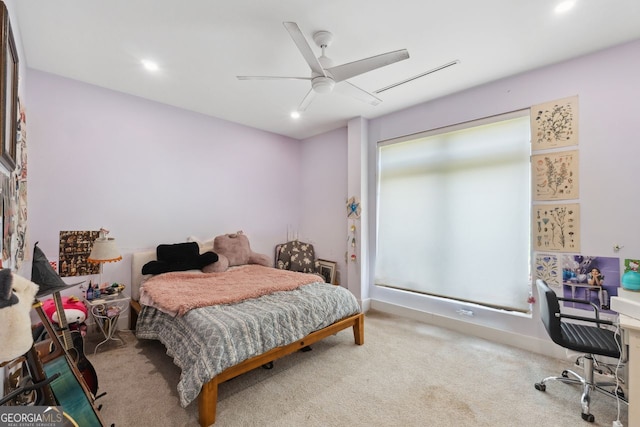 1971 Centennial Rd, Rutledge, GA 30663 - carpeted bedroom featuring a ceiling fan, recessed lighting, and baseboards