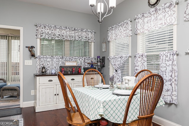 2256 Long Bow Chase NW, Kennesaw, GA 30144 - dining area with dark wood finished floors, healthy amount of natural light, and baseboards