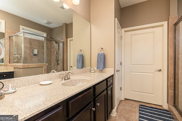 2256 Long Bow Chase NW, Kennesaw, GA 30144 - full bath with vanity, a shower stall, and tile patterned floors