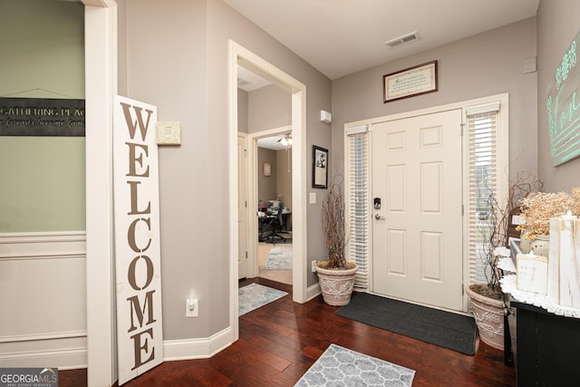 2256 Long Bow Chase NW, Kennesaw, GA 30144 - foyer entrance featuring dark wood finished floors and baseboards