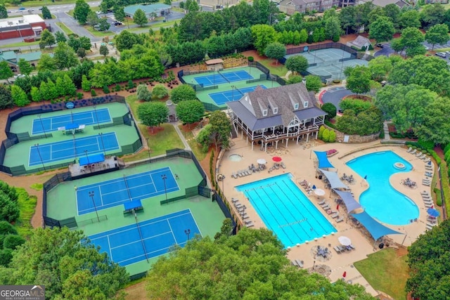 5980 Whitestone Ln, Suwanee, GA 30024 - drone / aerial view of a pool area
