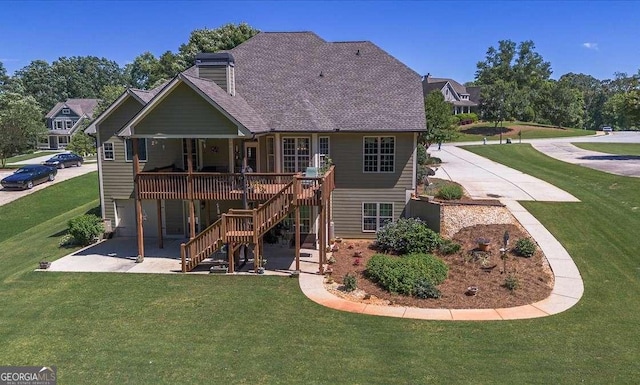 1917 Hearthstone Ct, Winder, GA 30680 - rear view of property featuring stairs, a patio area, a wooden deck, and a yard