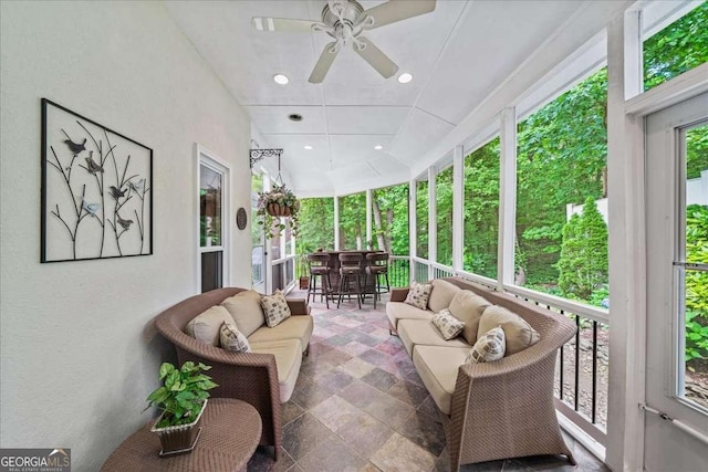 162 Daltree Ct, Marietta, GA 30068 - sunroom / solarium featuring an outdoor hangout area and ceiling fan