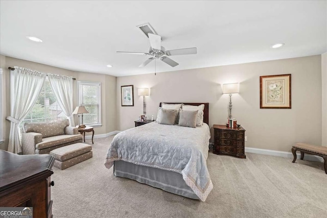 162 Daltree Ct, Marietta, GA 30068 - bedroom with carpet flooring, recessed lighting, and a ceiling fan