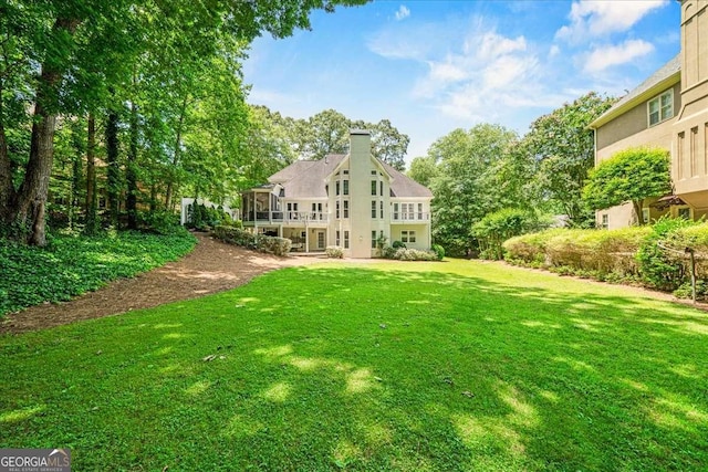 162 Daltree Ct, Marietta, GA 30068 - rear view of property featuring a chimney and a lawn