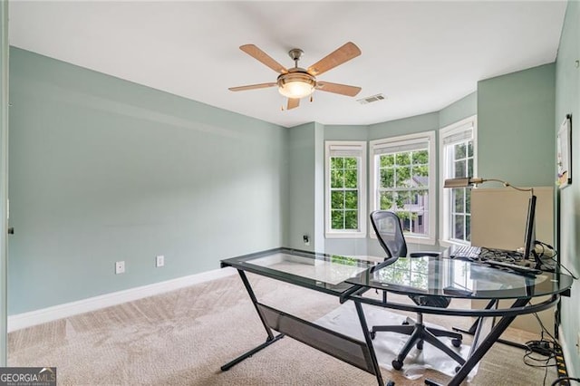 1210 Magnolia Park Cir, Cumming, GA 30040 - office featuring baseboards, a ceiling fan, and carpet floors