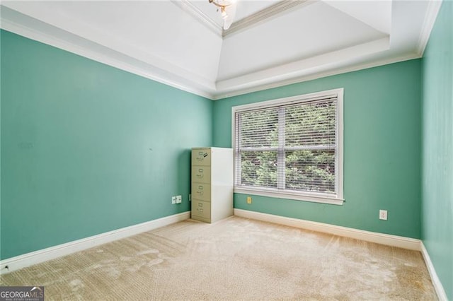 1210 Magnolia Park Cir, Cumming, GA 30040 - carpeted spare room featuring a raised ceiling, ornamental molding, and baseboards