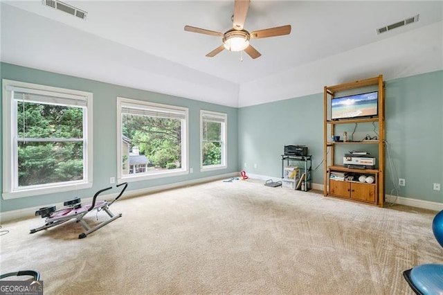 1210 Magnolia Park Cir, Cumming, GA 30040 - carpeted living room with baseboards and ceiling fan