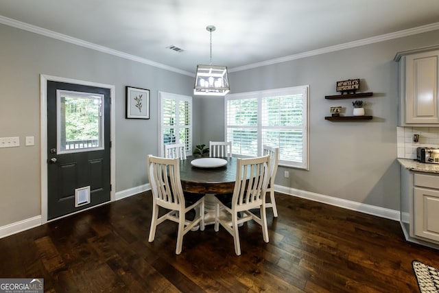 101 High Bluff Trl, Carrollton, GA 30116 - dining area with ornamental molding, dark wood-type flooring, and baseboards