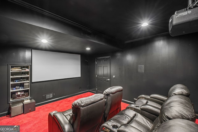 410 S Burgess Trl, Milton, GA 30004 - carpeted cinema room featuring recessed lighting, baseboards, and crown molding
