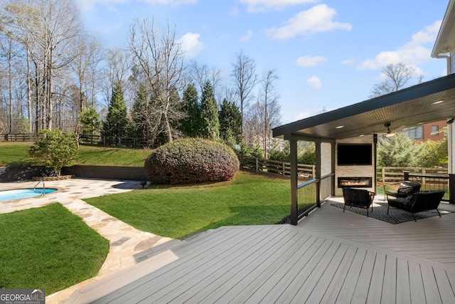 410 S Burgess Trl, Milton, GA 30004 - wooden terrace with ceiling fan